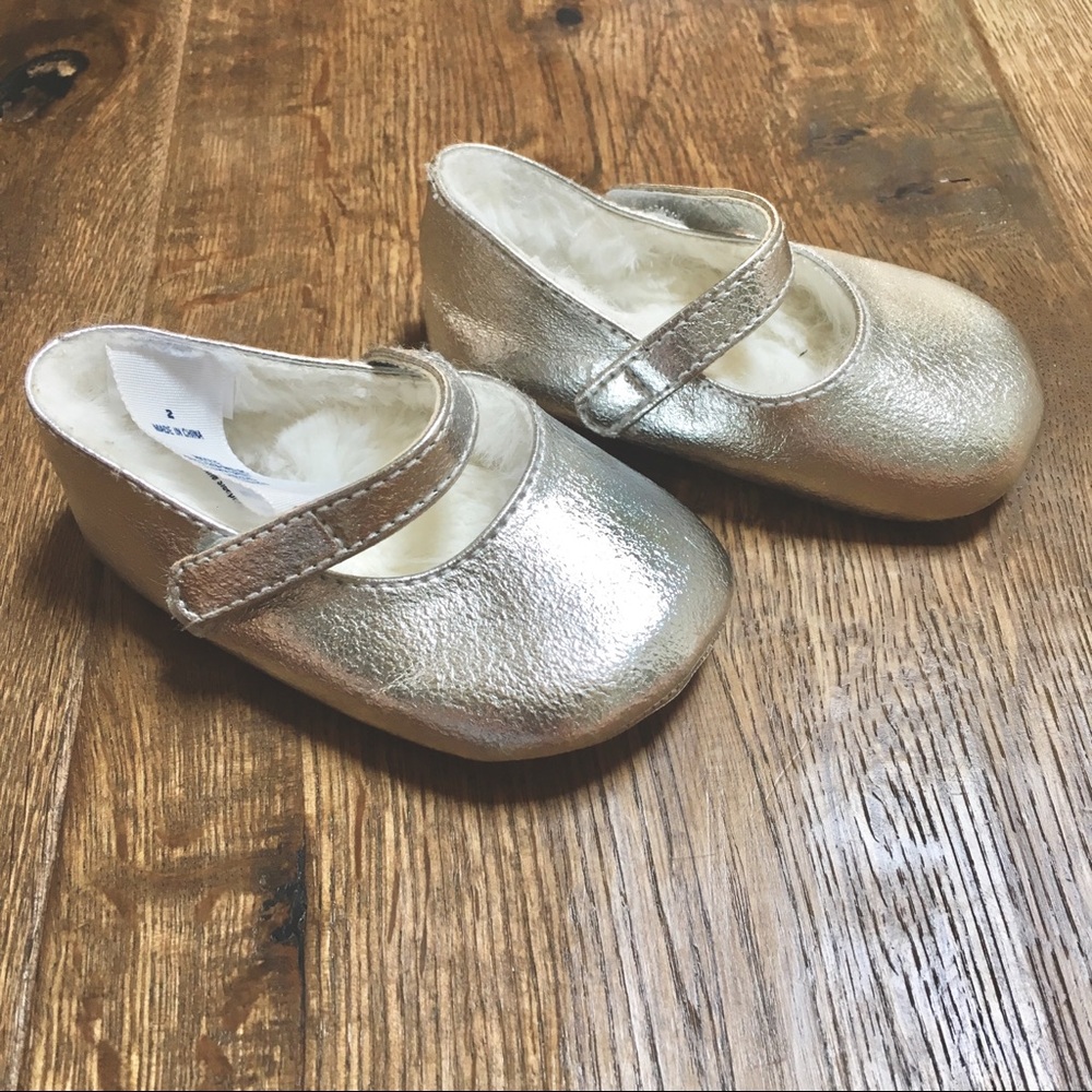 NEW Janie & Jack Silver Mary Jane Crib Shoes
